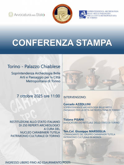 Il Comando Carabinieri Tutela Patrimonio Culturale restituisce allo stato 254 reperti archeologici di provenienza illecita